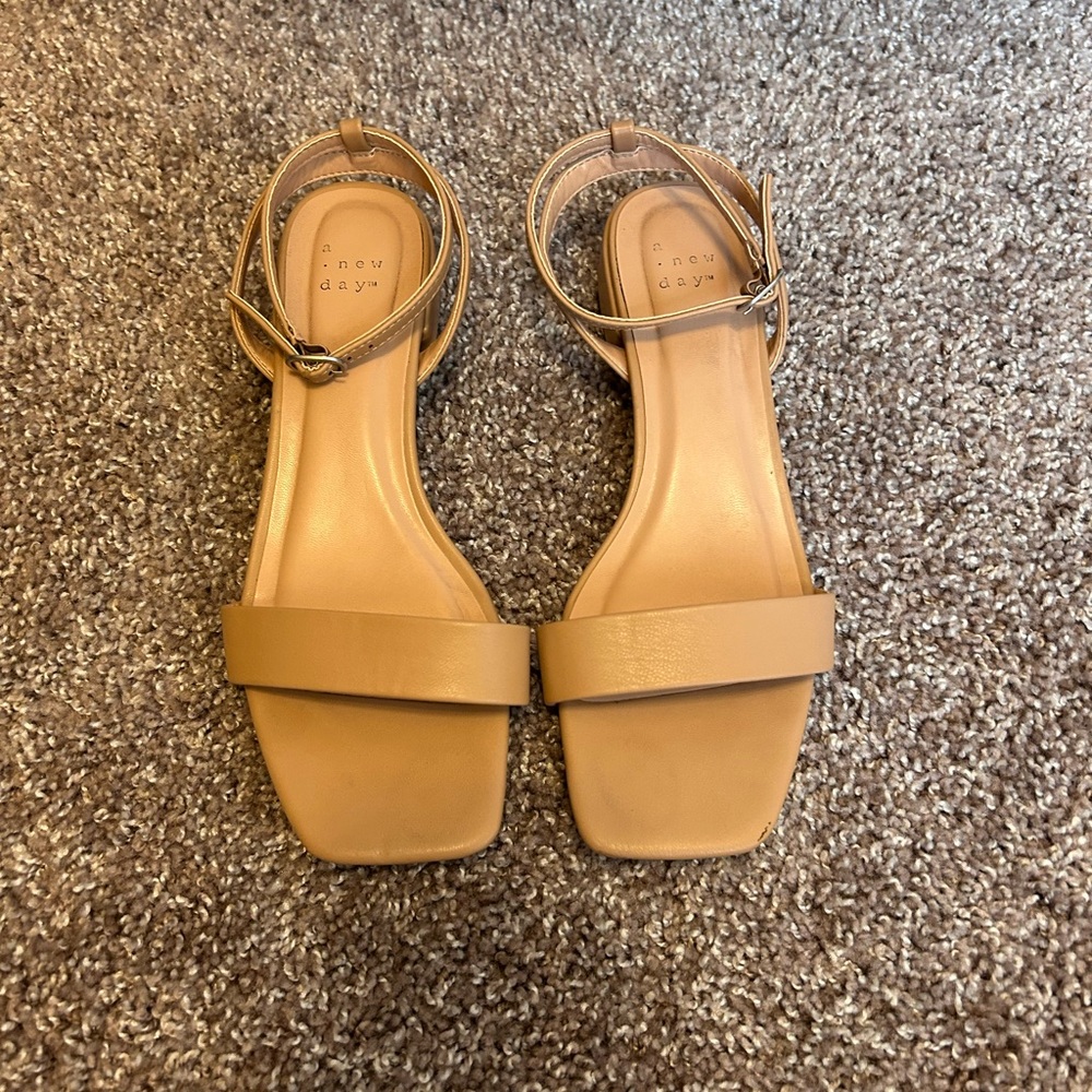 A New Day Tan Minimalist Sandals with Ankle Strap